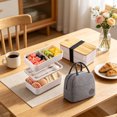 thumbnail image 1 of Cevemin Square Lunch Box Bento Box Insulated Food Container Set - Double Layer Plastic Lunch Box Set with 2 Compartments, Black/White, 7.18 x 4.13 x 3.54 Inches for Work, Office, Picnic, 1 of 6