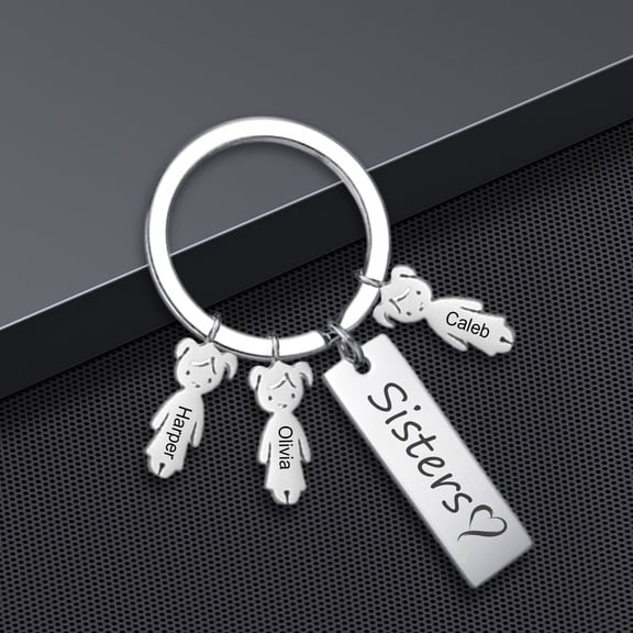 Cevemin Stainless Steel Boy and Girl Keychain Pendant with DIY Name Carving - Long Strip Doll Combination for Keys, Bags, Suitcases and Gift Giving