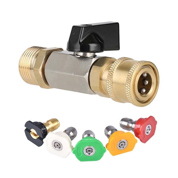 Cevemin Stainless Steel Brass Pressure Washer Control Ball Fitting Adapter, M22-14mm Male Thread 1/4 Inch Female Quick Connect Coupling for Power Washer Hose