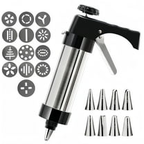 Cevemin Stainless Steel Cookie Press Set with 13 Discs and 8 Nozzles - Food Grade Baking Tool for Homemade Cookies and Cake Decoration