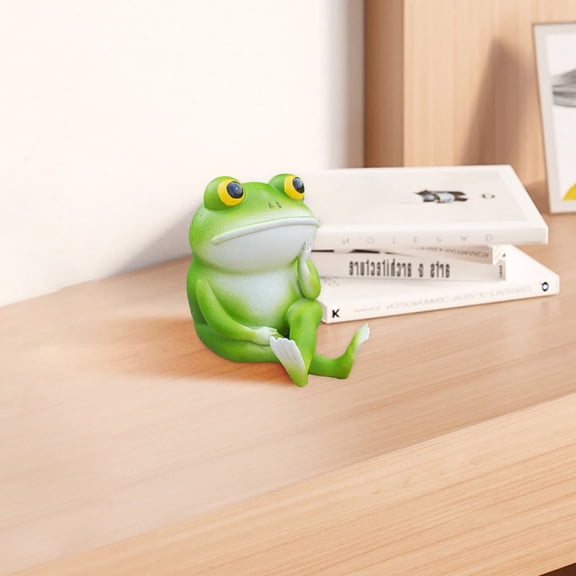 Cevemin Thinking Frog Garden Statue - Resin Desktop and Garden Ornament for Home Office Decor