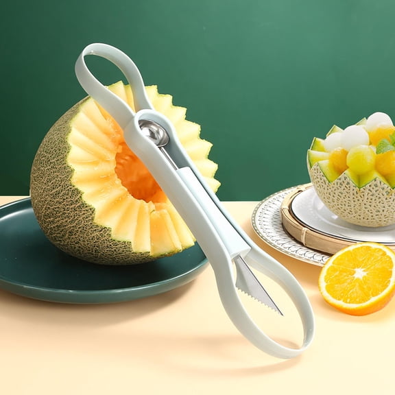 Cevemin Three-in-one Multifunctional Fruit Balls Digging Device - Carved Flower Ball Maker with Double-Sided Spoons for Fruit and Vegetable Preparation