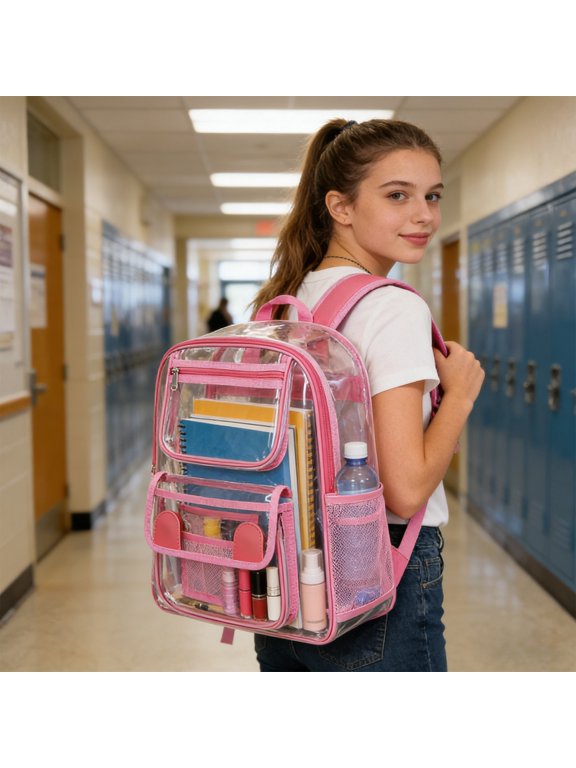 Transparent PVC Security Backpack - Large Capacity Multi-compartment Bag for Concerts, Sports Events and Security Checks