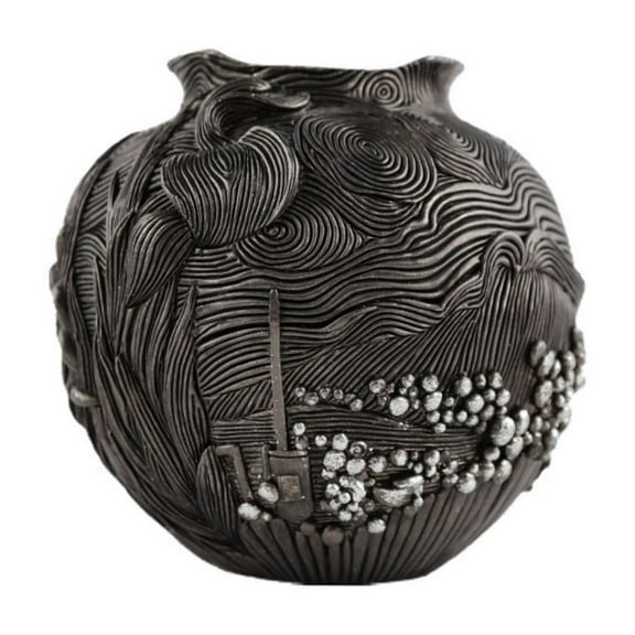 Cevemin Vintage Dark Resin Flower Pot - 5.5 x 5.3 x 5.3 Inch Decorative Home Desktop Planter for Indoor Outdoor Living Room Balcony Decor