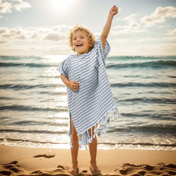 Cevemin Water Absorbent Quick-Dry Soft Hooded Beach Towel Cape for Beach Surfing Swimming and Outdoor Activities