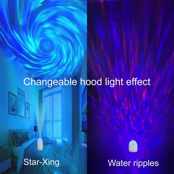 Cevemin Water Ripple Star Projection Lamp with Remote Control - Rechargeable Celestial Mood Light for Bedroom Decor, Romantic Gift with Flame and Sky Effects