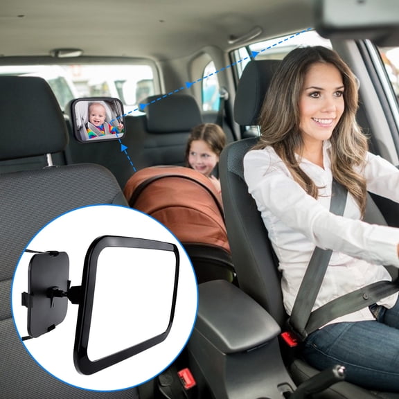 Cevemin Wide Angle Adjustable Car Rear View Mirror - Shatterproof Acrylic Headrest Mount Mirror for Back Seat Monitoring and Driving Safety