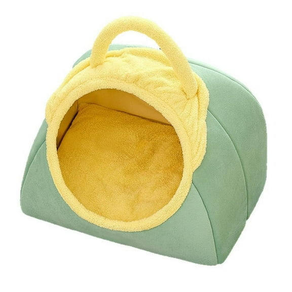Cevemin Winter Warm Semi-Enclosed Cat Bed - Foldable Soft Kennel Bed for Indoor Use, Cloth Pet House with Removable Cushion (14.96''x8.66''x12.99'') for Small Medium Large Cats and Dogs