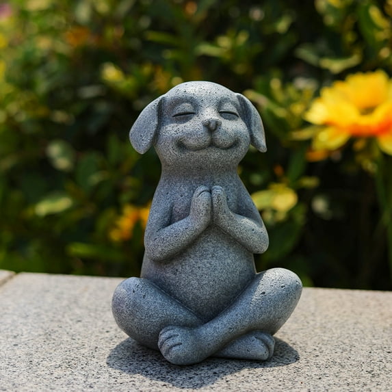 Cevemin Zen Yoga Meditating Dog Statue - Outdoor Resin Garden Decor for Patio, Home & Zen Gardens - Unique Gift for Dog Lovers