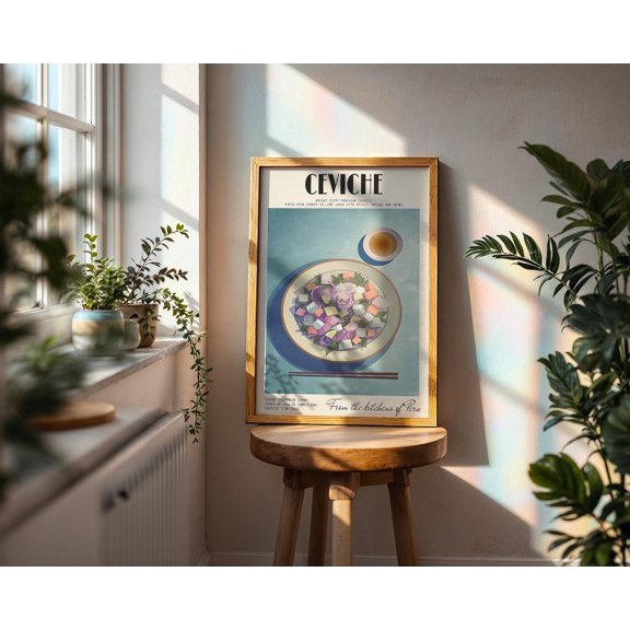 Ceviche Peruvian Kitchen Print Seafood Wall Decor Coastal Dining Room Artwork