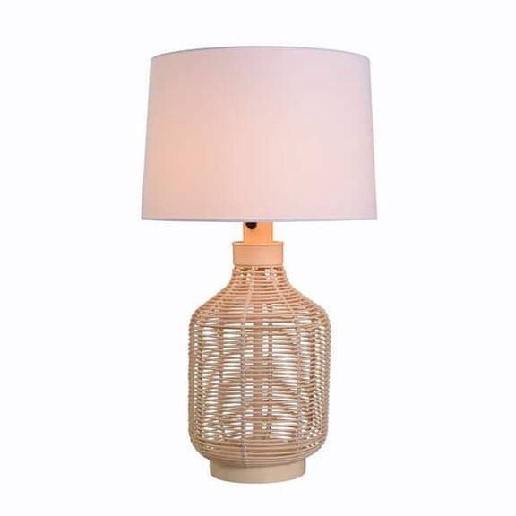 Ceybo 29" Light Brown Outdoor/Indoor Table Lamp – Weather-Resistant Boho Lighting for Patios, Porches, and Sunrooms