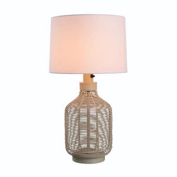 Ceybo 29" Light Gray Outdoor/Indoor Table Lamp – Weather-Resistant Boho Lighting for Patios, Porches, and Sunrooms