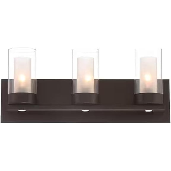 Ceybo – 3 Light Modern LED Bathroom Vanity Light Bar, Wall Fixture with Black Metal Mounting Deck, and Clear and Frosted Acrylic Glass Shade