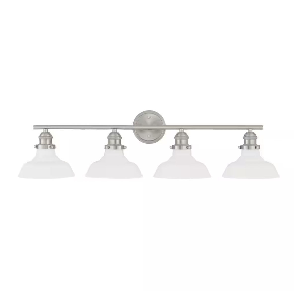 Ceybo 4-Light Bathroom Vanity Light, Brushed Nickel Wall Sconce Over Mirror, Modern Farmhouse Linear Lighting Fixture with White Glass Shades, E26 Base, Dimmable