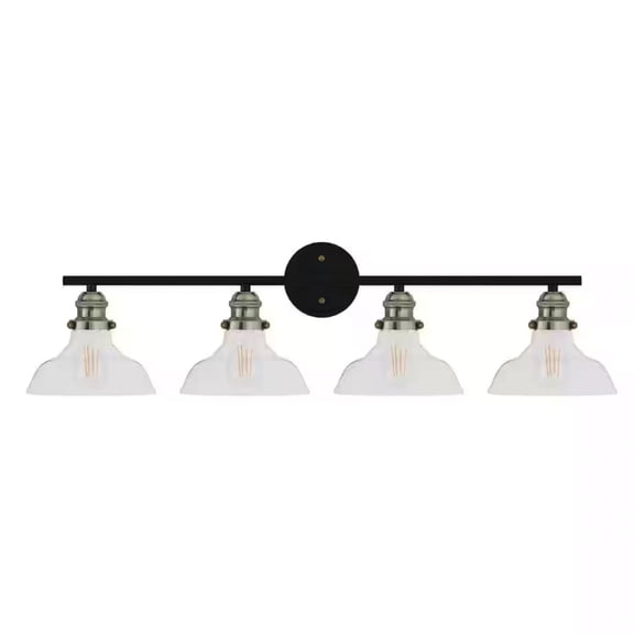 Ceybo 4 Light Dimmable Oil Rubbed Bronze Bathroom Vanity Wall Light Fixture with Clear Glass Shade, and Smart Light Bulb Compatible