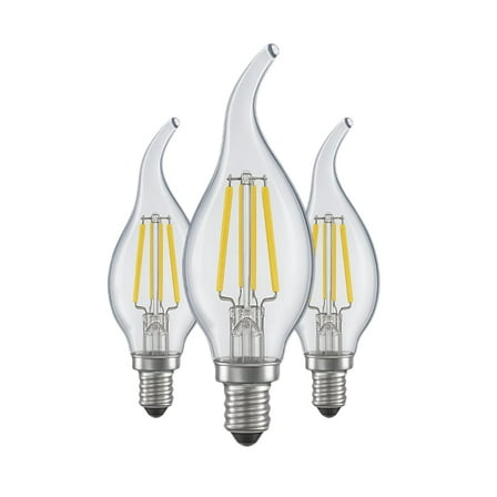 Ceybo 60-Watt Equivalent B11 Dimmable E12 Candelabra Flame Bent Tip Clear Glass LED Vintage Edison Light Bulb Daylight(3-Pack)