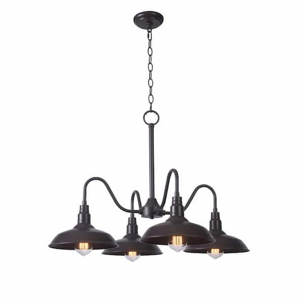 Ceybo Bell Ridge 4 Light Outdoor Chandelier — Vintage Industrial Hanging Fixture for Patio, Porch & Pergola