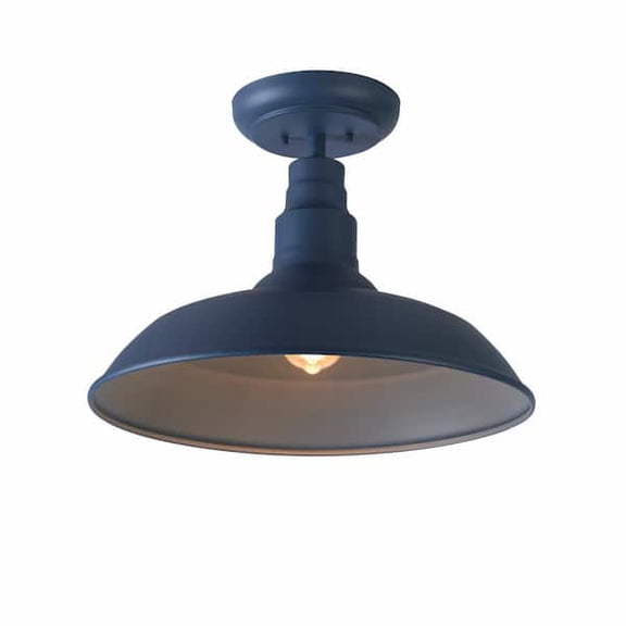 Ceybo Bell Ridge Semi-Flush Mount Ceiling Light Blue Indoor/Outdoor Barn-Style Shade