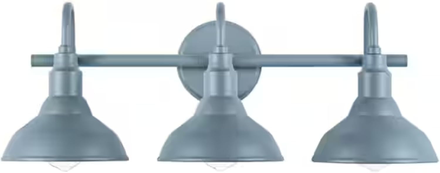 Blue Metal 3-Light Farmhouse Bathroom Vanity Fixture