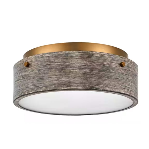 Ceybo Flush Mount Ceiling Light in Old Satin Brass, 2-Light Modern Fixture with Etched Glass Diffuser, E26 Base  Indoor Ceiling Lighting for Hallways, Kitchens, Bedrooms