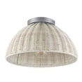 thumbnail image 1 of Ceybo Flush Mount Ceiling Light with White Rattan Shade – Boho Round Indoor Light Fixture, Silver Steel Frame, Dimmable, E26 Base – Modern Coastal Bohemian Home Décor, 1 of 4