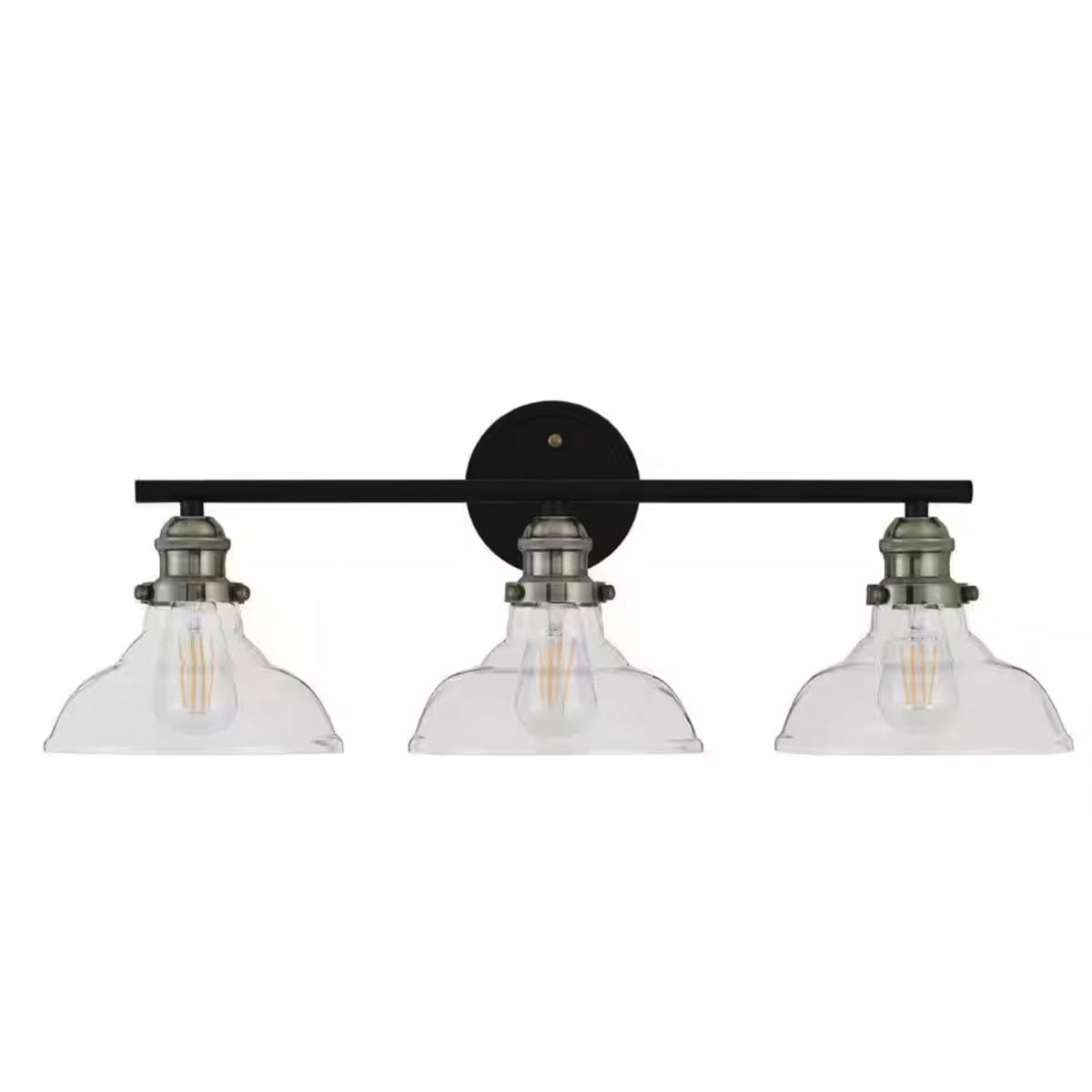 Ceybo Industrial Farmhouse 3 Light Bathroom Vanity Fixture with Clear Glass Shades in Oil Rubbed Bronze Finish, Perfect for Living Room and Kitchen
