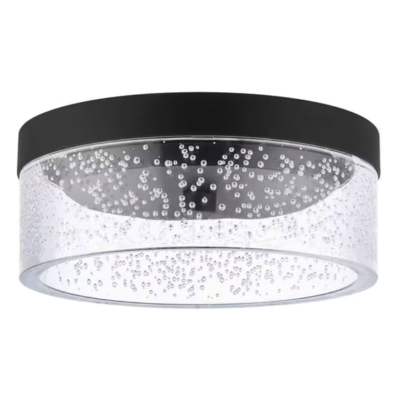 Ceybo LED Flush Mount Ceiling Light, Modern Black Round Fixture with Clear Glass Shade, 3000K Soft White Dimmable Lighting for Bedroom, Hallway, Kitchen
