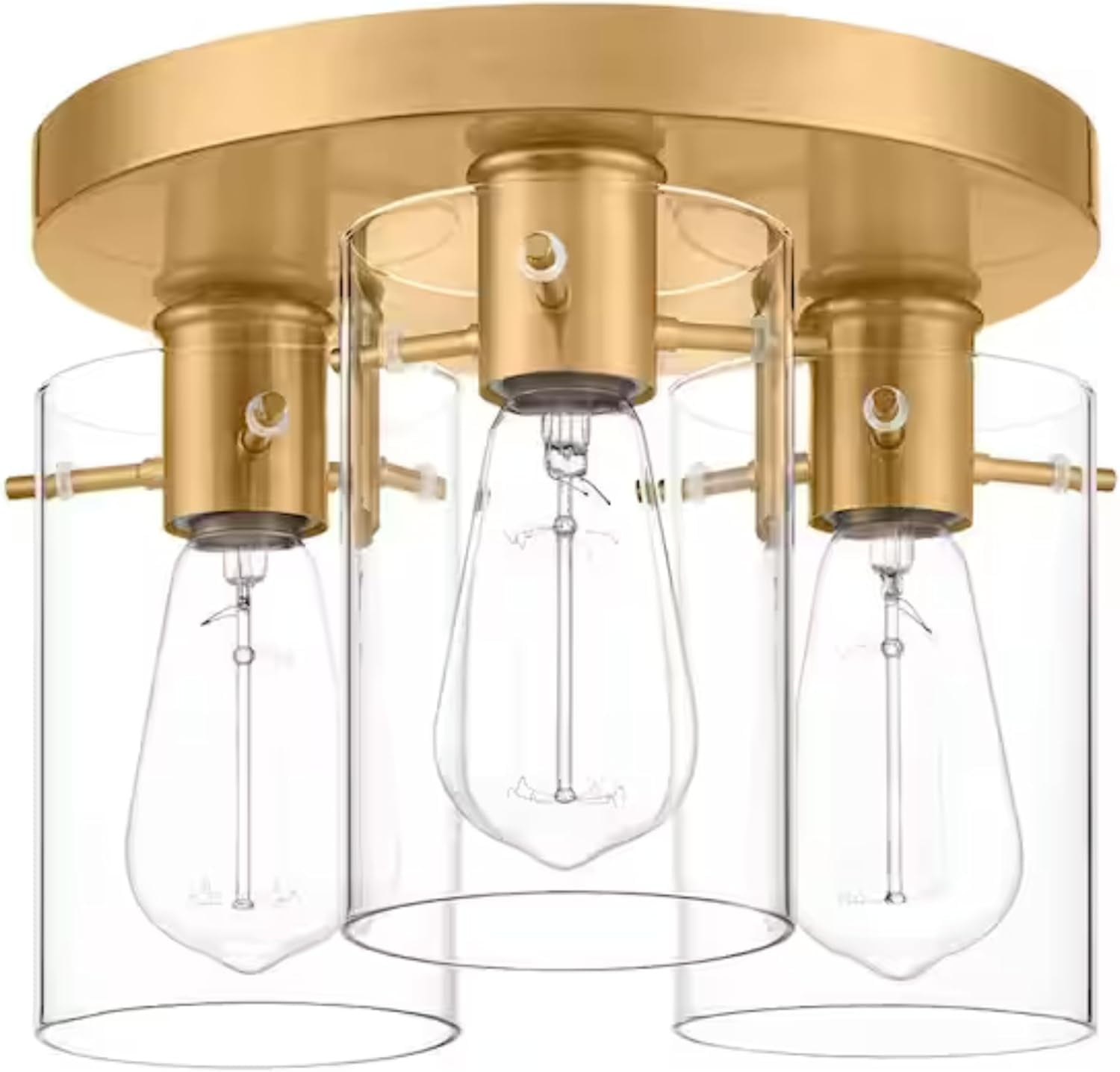 Regan 11.75" Brushed Gold Flush Mount with Clear Glass Shades