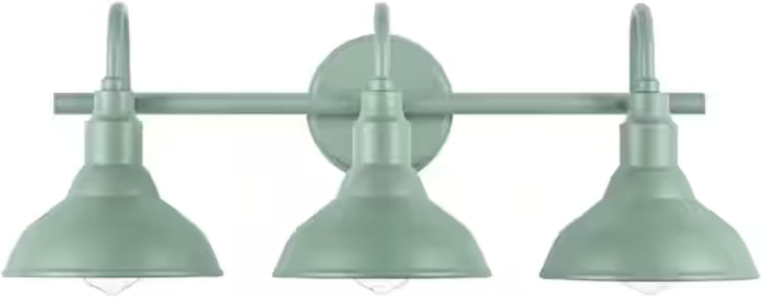 Teal Metal 3-Light Schoolhouse Bathroom Vanity Fixture