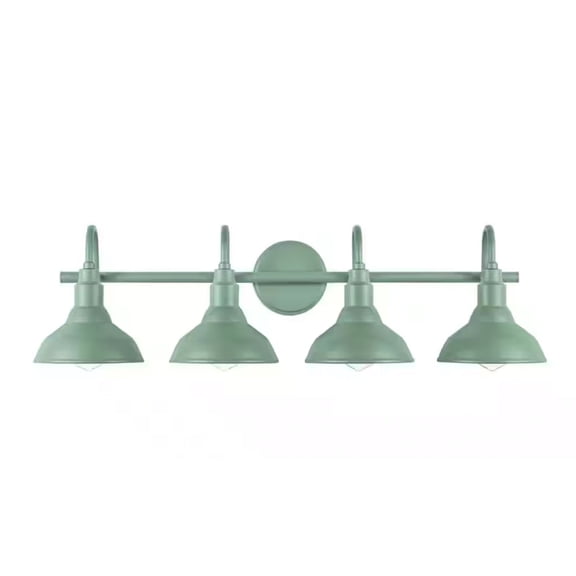 Ceybo Teal 4-Light Bathroom Vanity Light, Rustic Farmhouse Schoolhouse Design, Metal Bell Shades Fixture for Vanities, Hallways & Mirrors