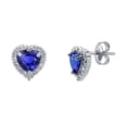 thumbnail image 1 of Ceylon Blue Sapphire & Diamonds 4.60 CT Heart Shape Stud Earring, 1 of 1