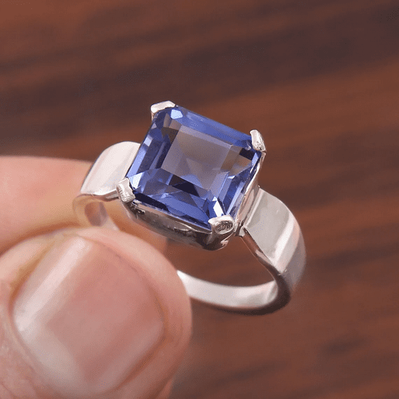 Ceylon Blue Sapphire Ring, Sapphire Gemstone Ring, Statement & Engagement Ring Gift For Her Wedding Ring, 925 Sterling Silver Valentine's Gift