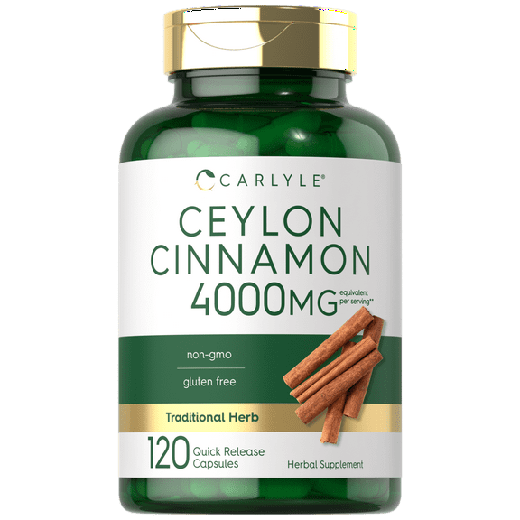 Ceylon Cinnamon Capsules | 4000mg | 120 Count | Non-GMO and Gluten Free | By Carlyle