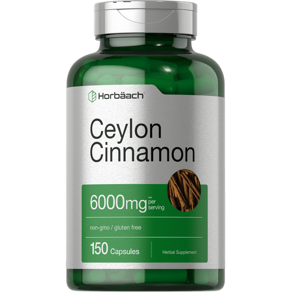 Ceylon Cinnamon Capsules | 6000 mg Supplement for Men and Women | 150 Count | by Horbaach