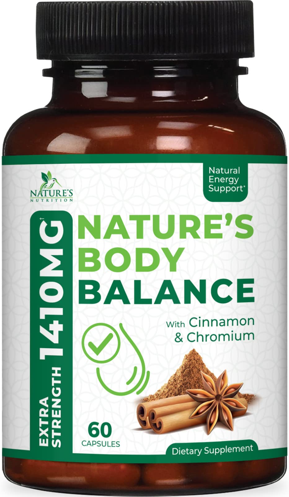 Ceylon Cinnamon Capsules with Chromium Support Supplement Nature's