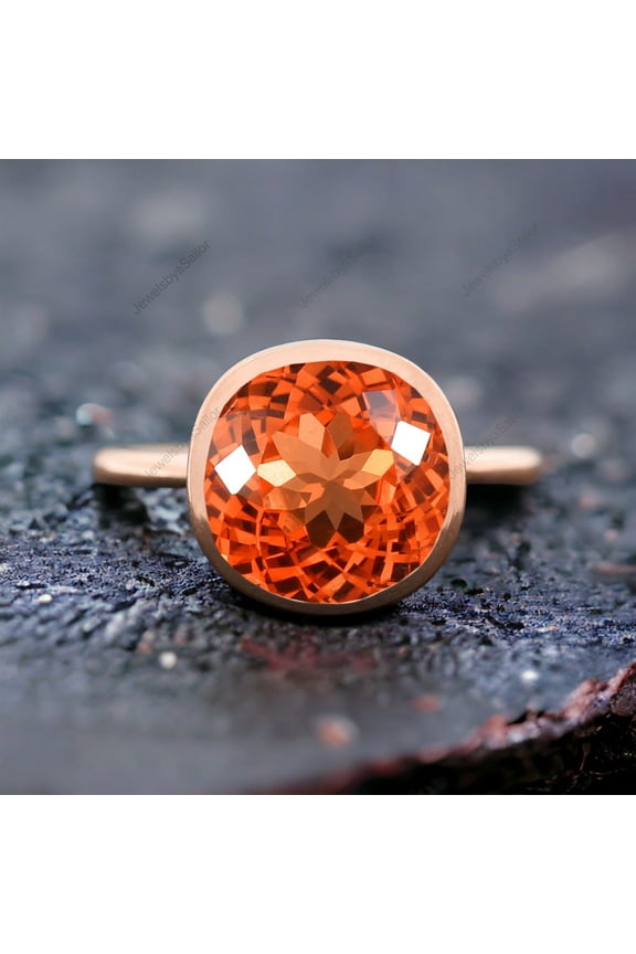 Ceylon Fanta Orange Sapphire Solitaire Ring14k Gold Larger Gemstone Delicate Ring Unique Bridesmaid Women Jewelry Personalized Gift For Wife