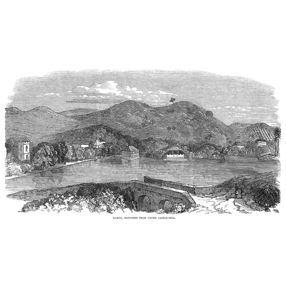 Ceylon Kandy 1850. Nview Of The City Of Kandy In Ceylon. Engraving English 1850. Print by