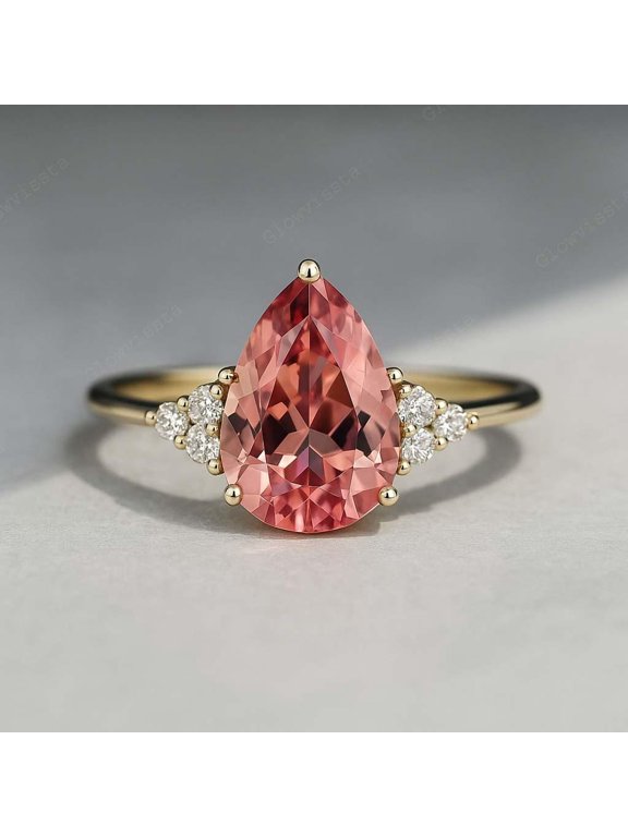 Ceylon Pink Sapphire Ring: Teardrop Gemstone, 925 Sterling Silver