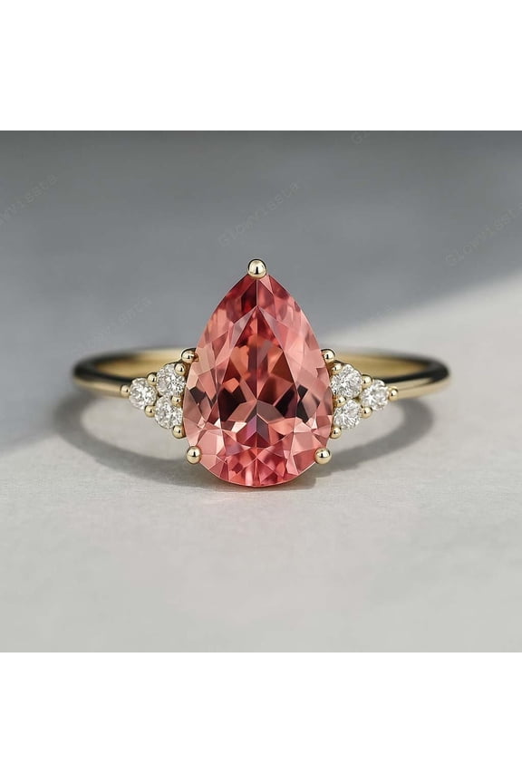 Ceylon Pink Sapphire Ring: Teardrop Gemstone, 925 Sterling Silver