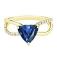 thumbnail image 1 of Ceylon Sapphire Trillion 1.50 CT Split Shank Diamonds Gemstone Ring, Size 6.5, 1 of 1