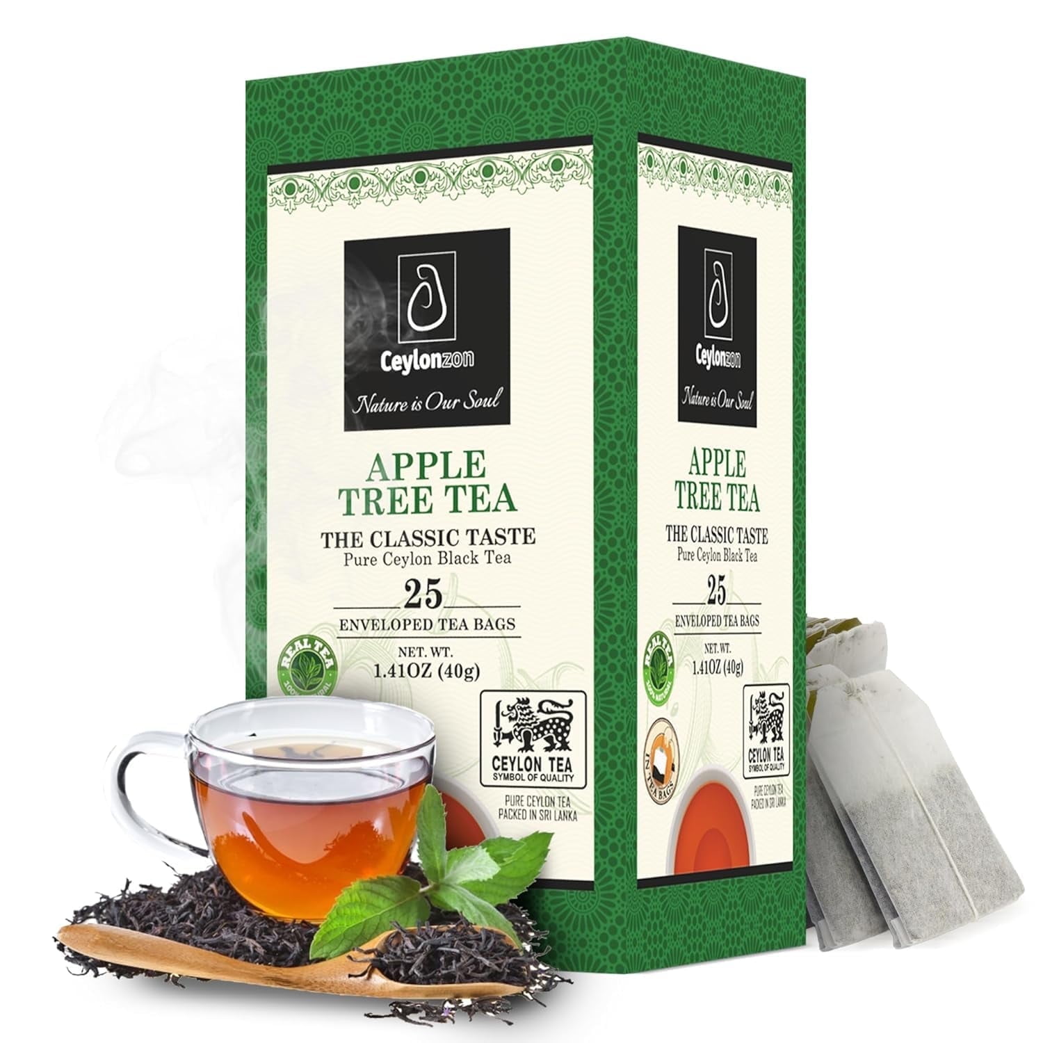 Ceylonzon Ceylon Apple Tree Tea Classic Taste, Foil-Wrapped Tea Bags ...