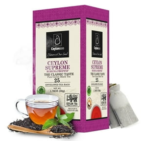 Ceylonzon Supreme FBOPF Ceylon Black Tea Classic Taste, Foil-Wrapped Tea Bags, 25 Count, 50g