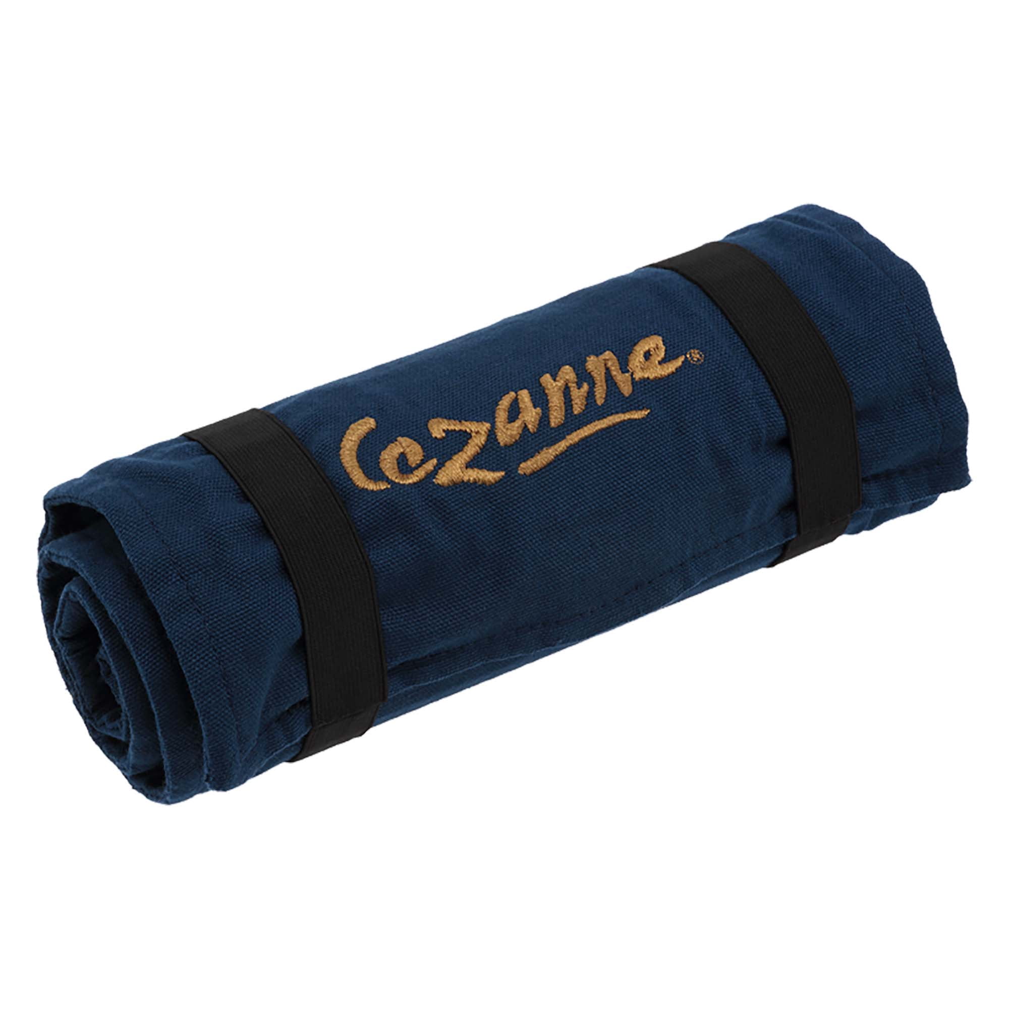 Cezanne Artist Pencil Case - Durable Blue Cotton Canvas Roll-Up Travel Art Case w/ Zipper Art Pouch for Artists, Professionals - Lightweight, Portable Organization - up to 48 Colored Pencils