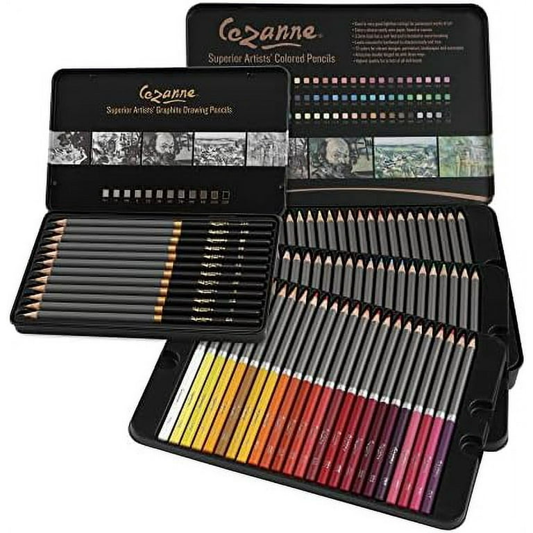 Cezanne Color and Graphite Pencil Set - Professional Artist Quality Drawing  and Coloring Pencils Break Resistant Leads with Triple Coated Barrels
