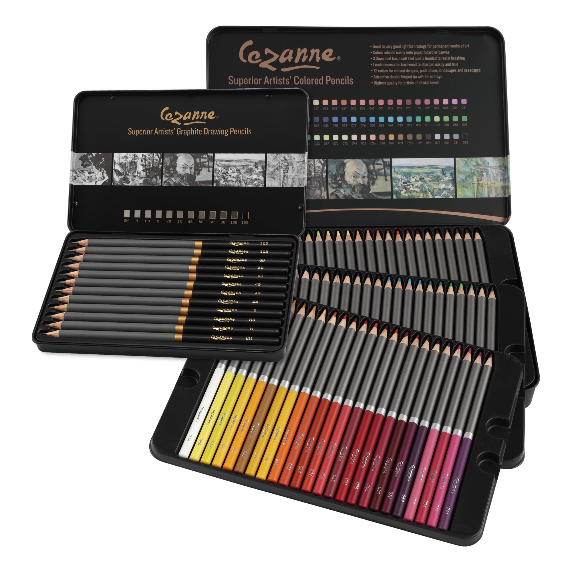 Cezanne Color and Graphite Pencil Set - Professional Artist Quality Drawing and Coloring Pencils Break Resistant Leads with Triple Coated Barrels