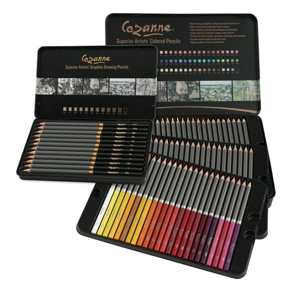 Cezanne Color and Graphite Pencil Set - Professional Artist Quality Drawing and Coloring Pencils Break Resistant Leads with Triple Coated Barrels