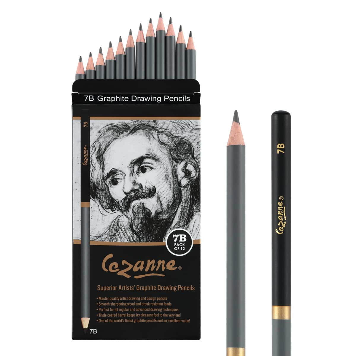 7b Drawing Cezanne Graphite Drawing Pencils Set - 7B, Set of 12 Break-Resistant ...