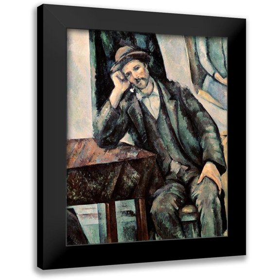 Cezanne, Paul 12x14 Black Modern Framed Museum Art Print Titled - Man Smoking a Pipe