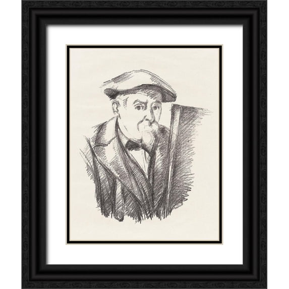 Cezanne, Paul 12x14 Black Ornate Wood Framed with Double Matting Museum Art Print Titled - Self-Portrait