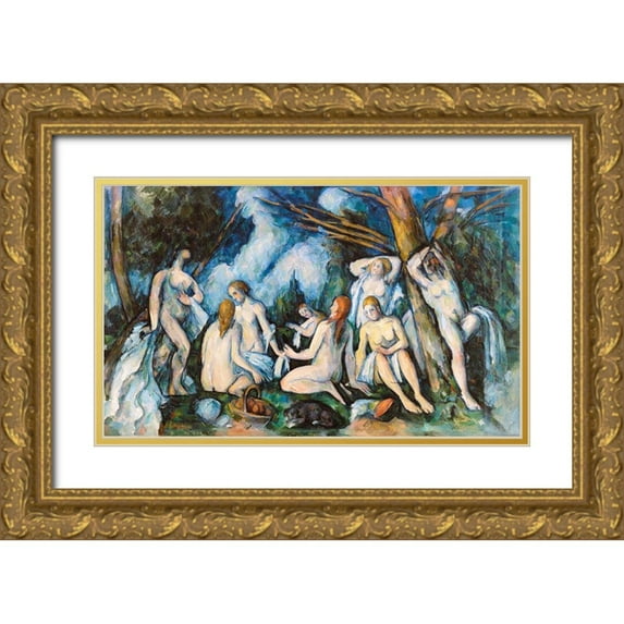 Cezanne, Paul 14x10 Gold Ornate Wood Framed with Double Matting Museum Art Print Titled - The Large Bathers